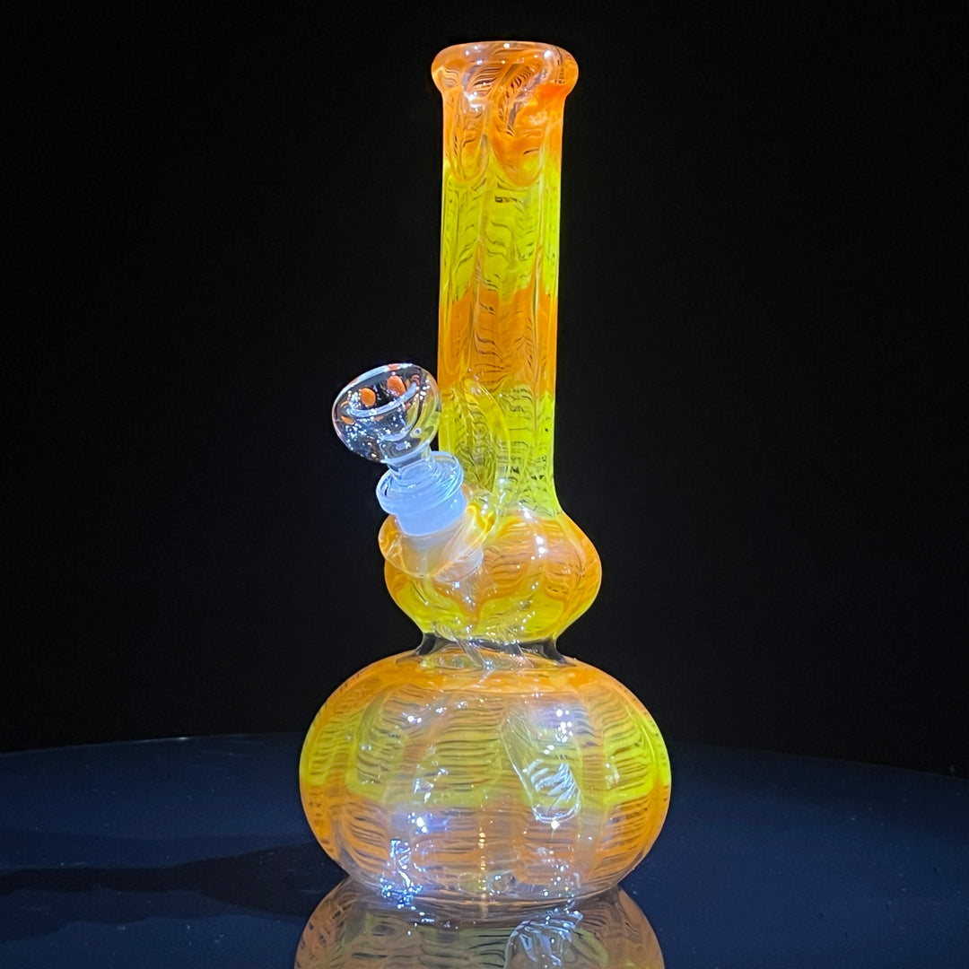 9" Orange Koi Double Bubble Bong Glass Pipe Mary Jane's Glass