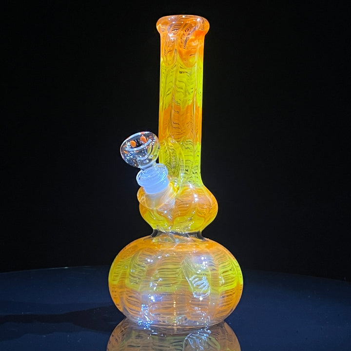 9" Orange Koi Double Bubble Bong Glass Pipe Mary Jane's Glass