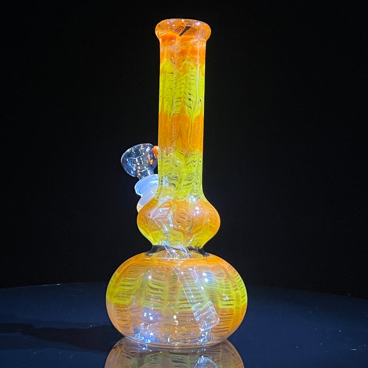 9" Orange Koi Double Bubble Bong Glass Pipe Mary Jane's Glass