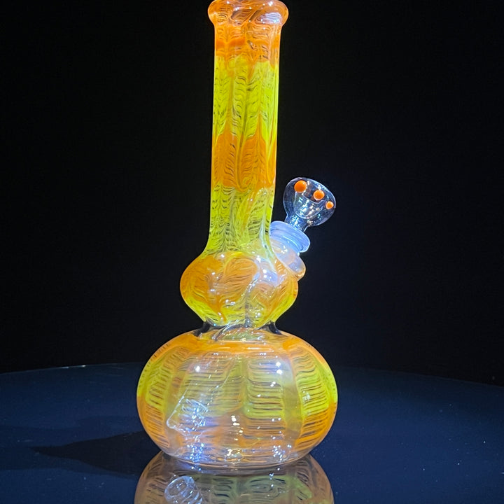 9" Orange Koi Double Bubble Bong Glass Pipe Mary Jane's Glass