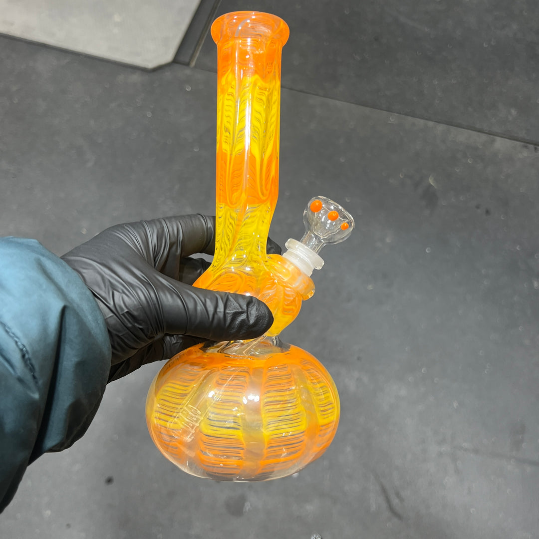 9" Orange Koi Double Bubble Bong Glass Pipe Mary Jane's Glass