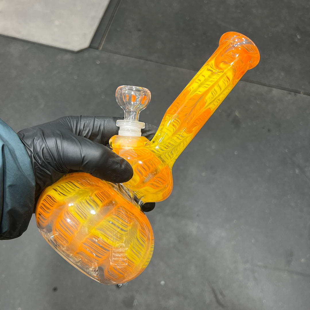 9" Orange Koi Double Bubble Bong Glass Pipe Mary Jane's Glass