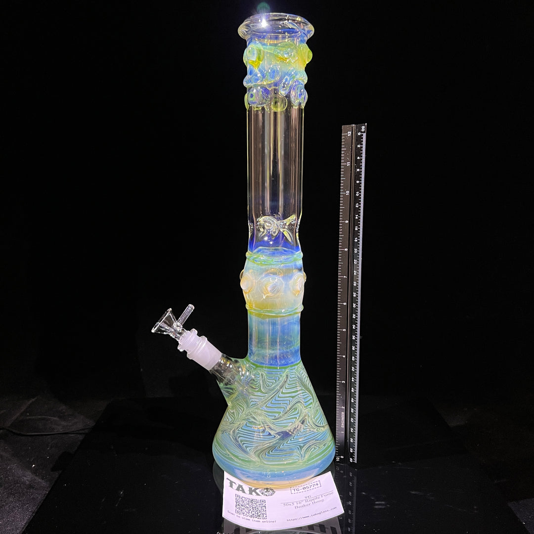 50x5 16" Ripple Fume Beaker Bong Glass Pipe TG   