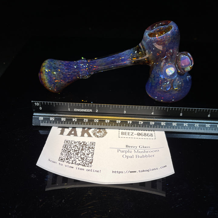 Purple Mushroom Opal Bubbler Glass Pipe Beezy Glass   