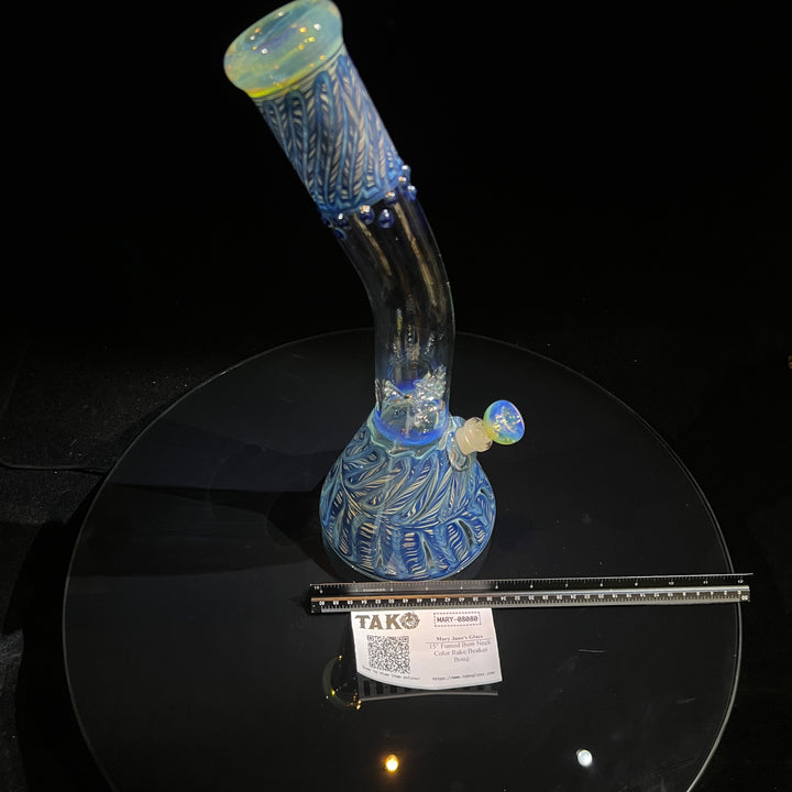 15" Fumed Bent Neck Color Rake Beaker Bong Glass Pipe Mary Jane's Glass