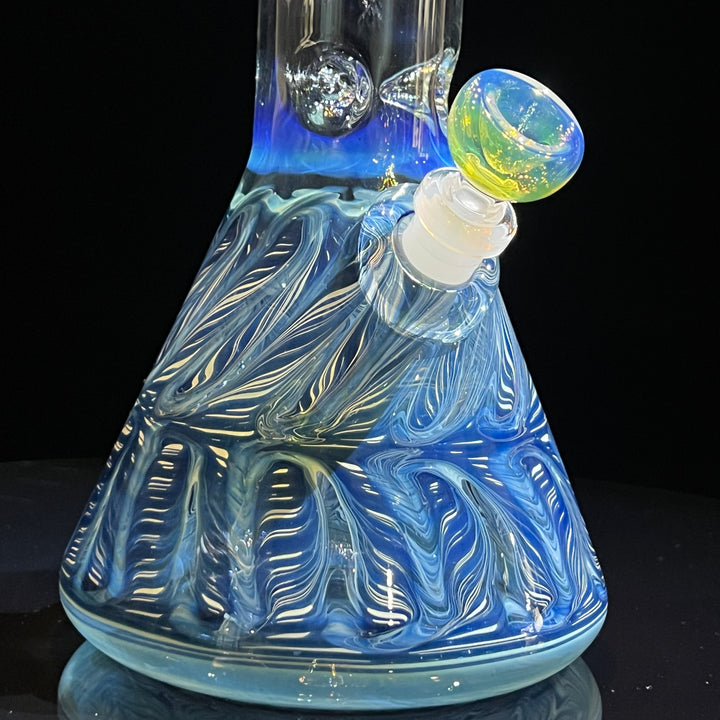 15" Fumed Bent Neck Color Rake Beaker Bong Glass Pipe Mary Jane's Glass