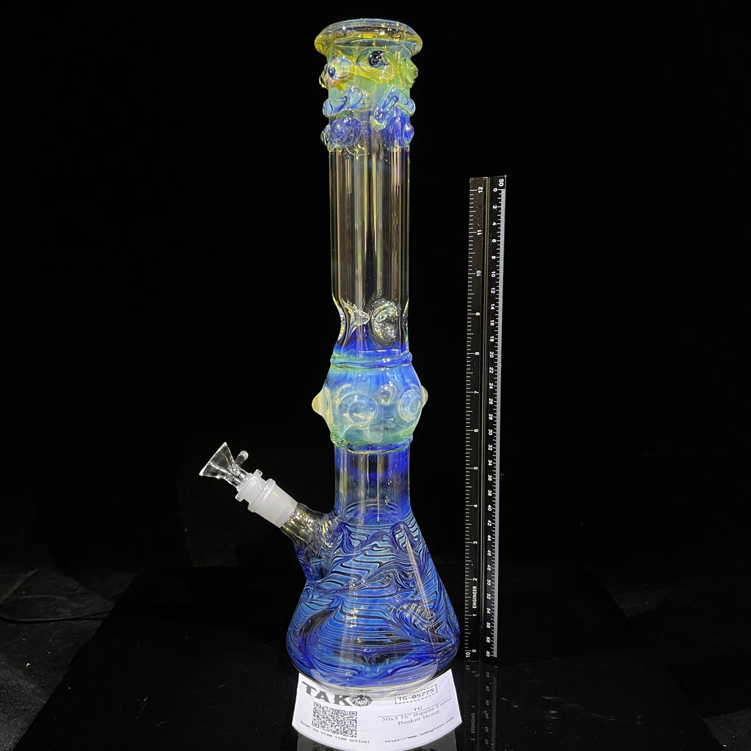 50x5 16" Ripple Fume Beaker Bong Glass Pipe TG   