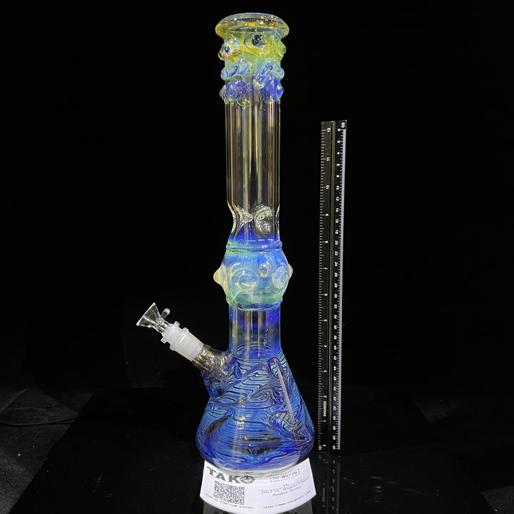 50x5 16" Ripple Fume Beaker Bong Glass Pipe TG   