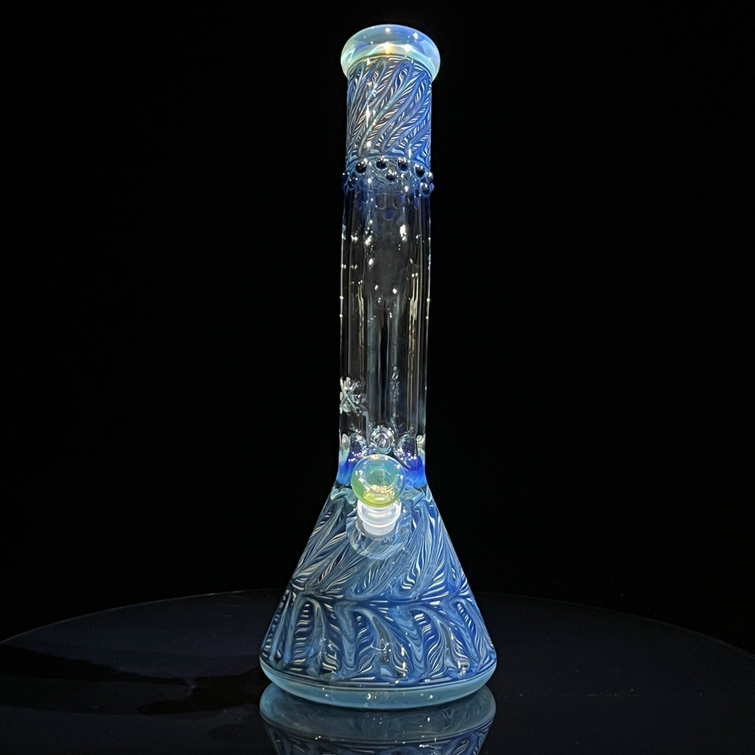 15" Fumed Bent Neck Color Rake Beaker Bong Glass Pipe Mary Jane's Glass