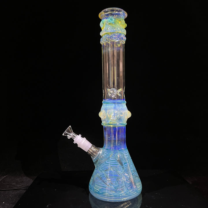 50x5 16" Ripple Fume Beaker Bong Glass Pipe TG   