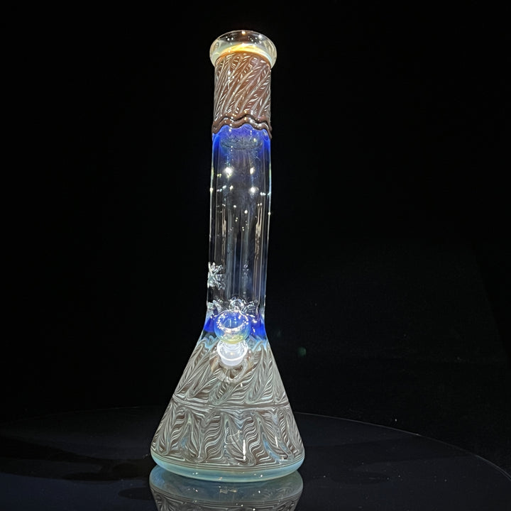 15" Fumed Bent Neck Color Rake Beaker Bong Glass Pipe Mary Jane's Glass