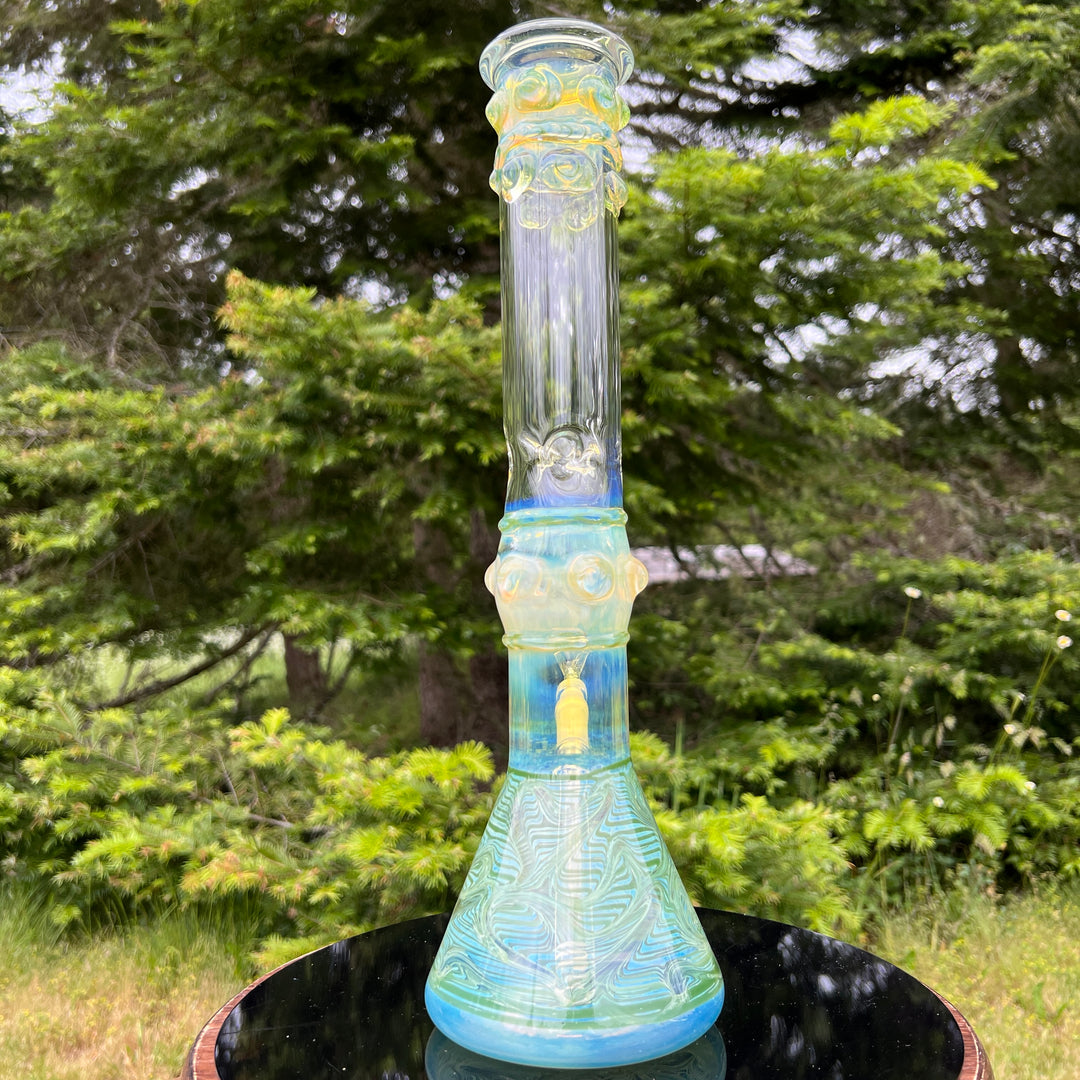 50x5 16" Ripple Fume Beaker Bong Glass Pipe TG   