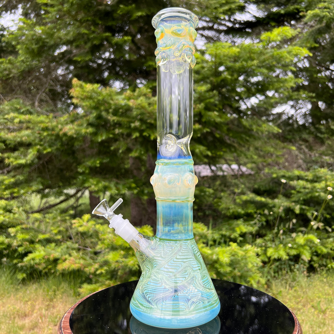 50x5 16" Ripple Fume Beaker Bong Glass Pipe TG   