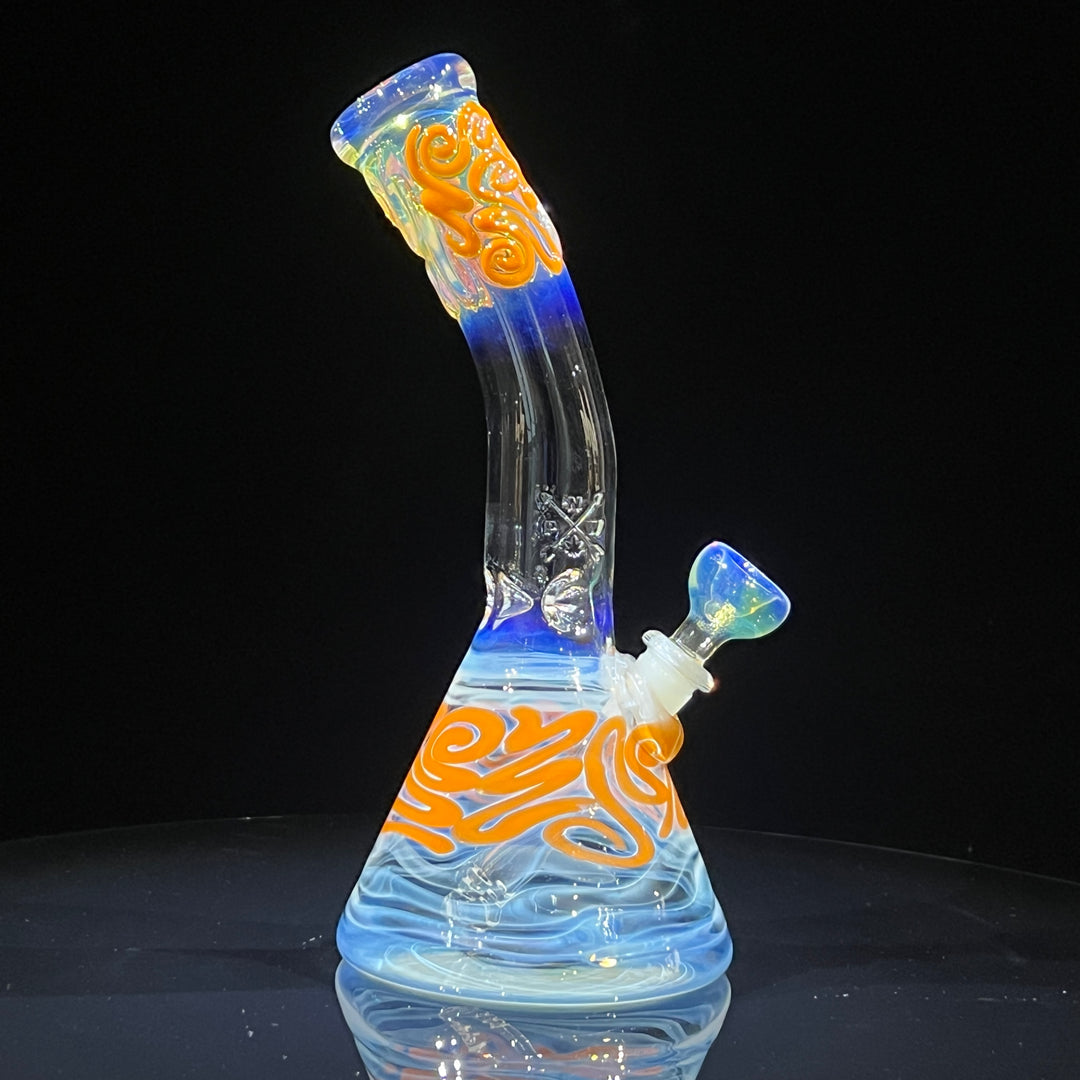 10.5" Fumed Bent Neck Squiggle Beaker Bong Glass Pipe Mary Jane's Glass