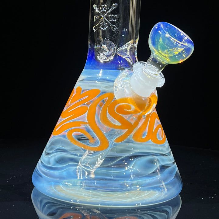 10.5" Fumed Bent Neck Squiggle Beaker Bong Glass Pipe Mary Jane's Glass