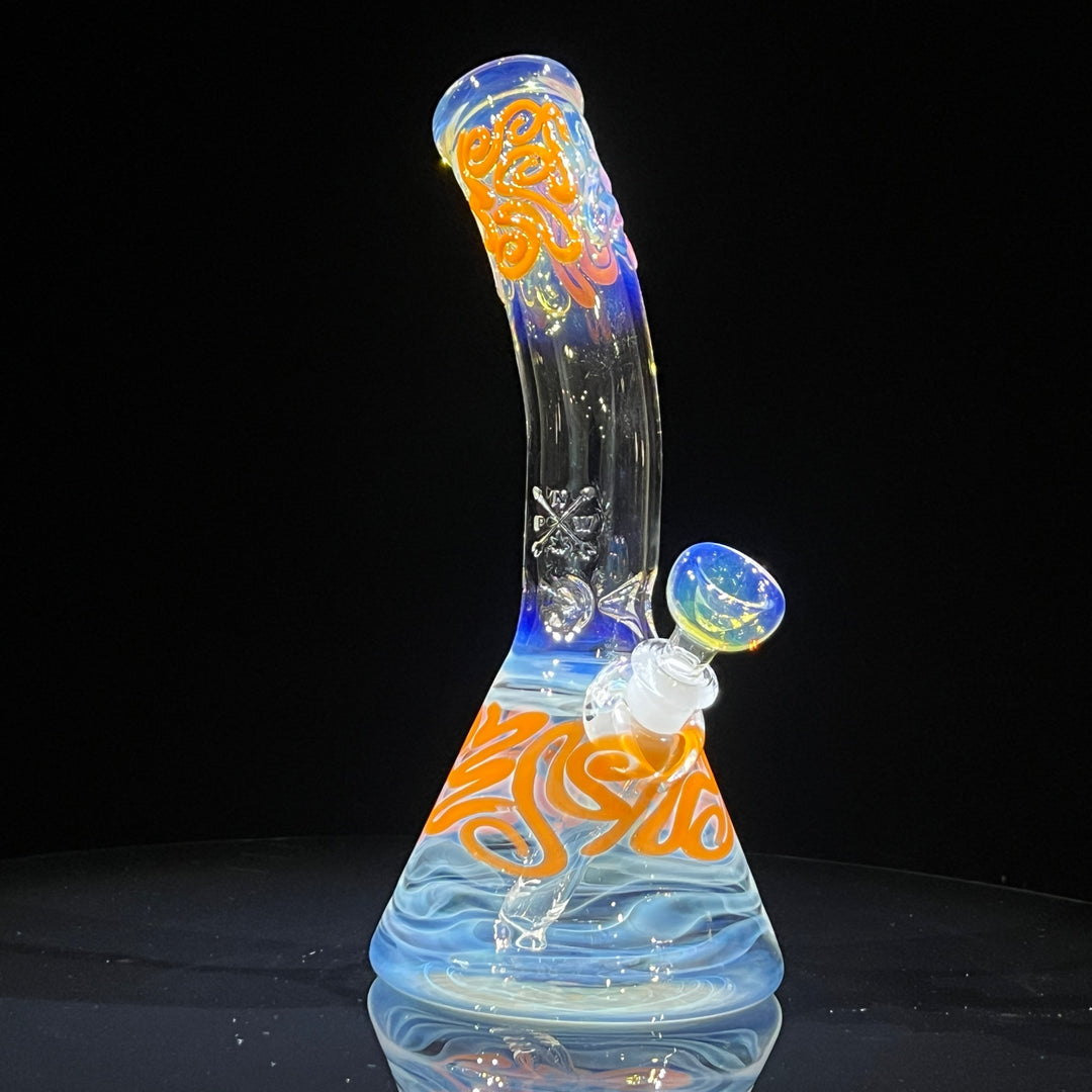 10.5" Fumed Bent Neck Squiggle Beaker Bong Glass Pipe Mary Jane's Glass