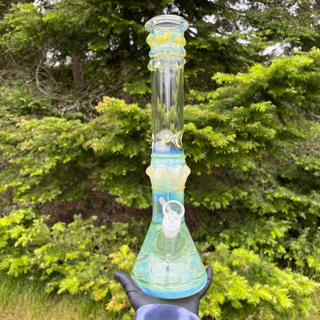 50x5 16" Ripple Fume Beaker Bong Glass Pipe TG   