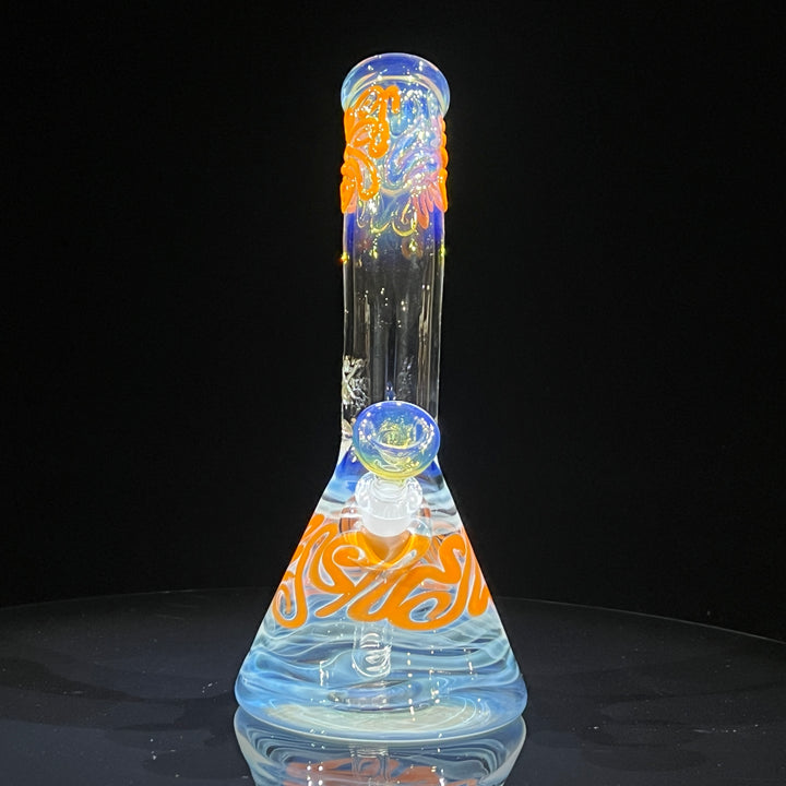 10.5" Fumed Bent Neck Squiggle Beaker Bong Glass Pipe Mary Jane's Glass