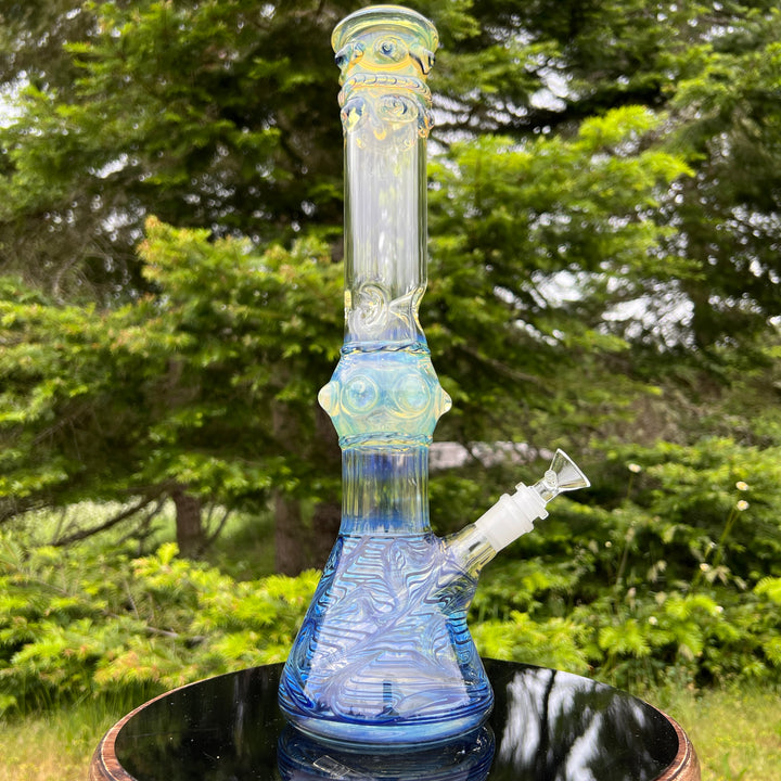 50x5 16" Ripple Fume Beaker Bong Glass Pipe TG   