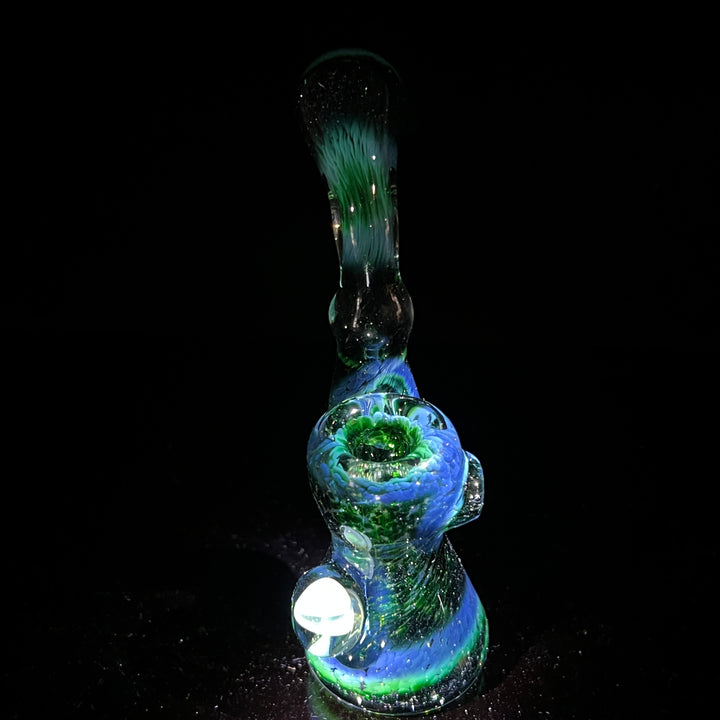 Experimental Jade Mushroom Magic Standup Sherlock Bubbler Glass Pipe Beezy Glass   