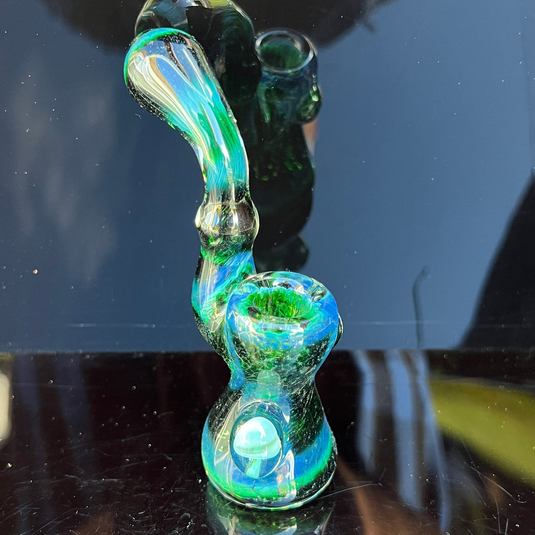 Experimental Jade Mushroom Magic Standup Sherlock Bubbler Glass Pipe Beezy Glass   