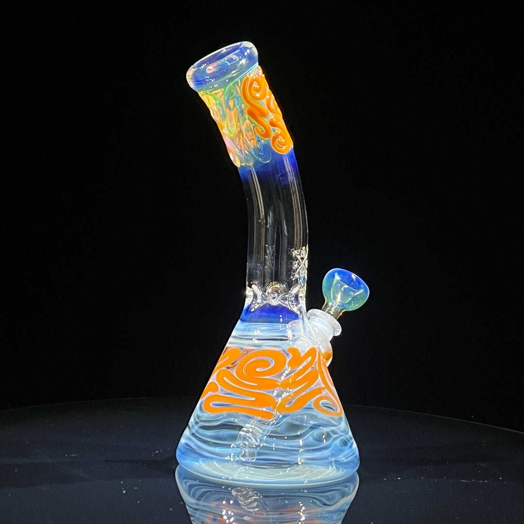 10.5" Fumed Bent Neck Squiggle Beaker Bong Glass Pipe Mary Jane's Glass