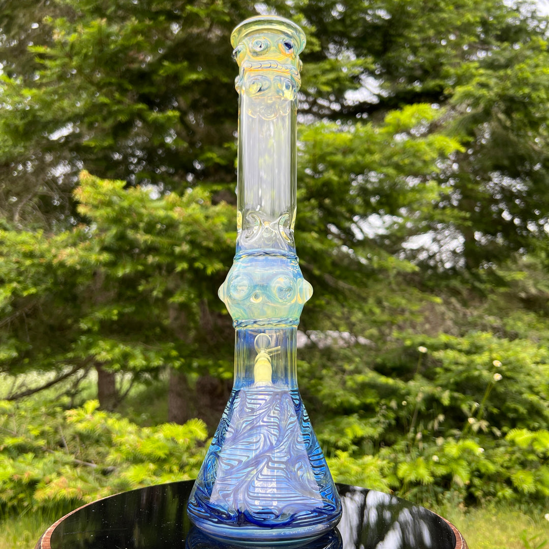 50x5 16" Ripple Fume Beaker Bong Glass Pipe TG   