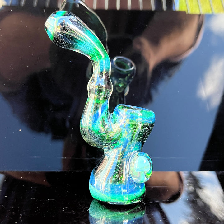 Experimental Jade Mushroom Magic Standup Sherlock Bubbler Glass Pipe Beezy Glass   