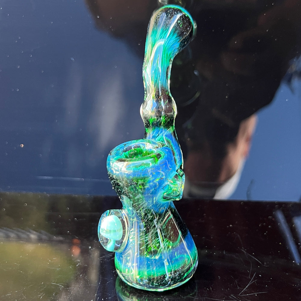 Experimental Jade Mushroom Magic Standup Sherlock Bubbler Glass Pipe Beezy Glass   