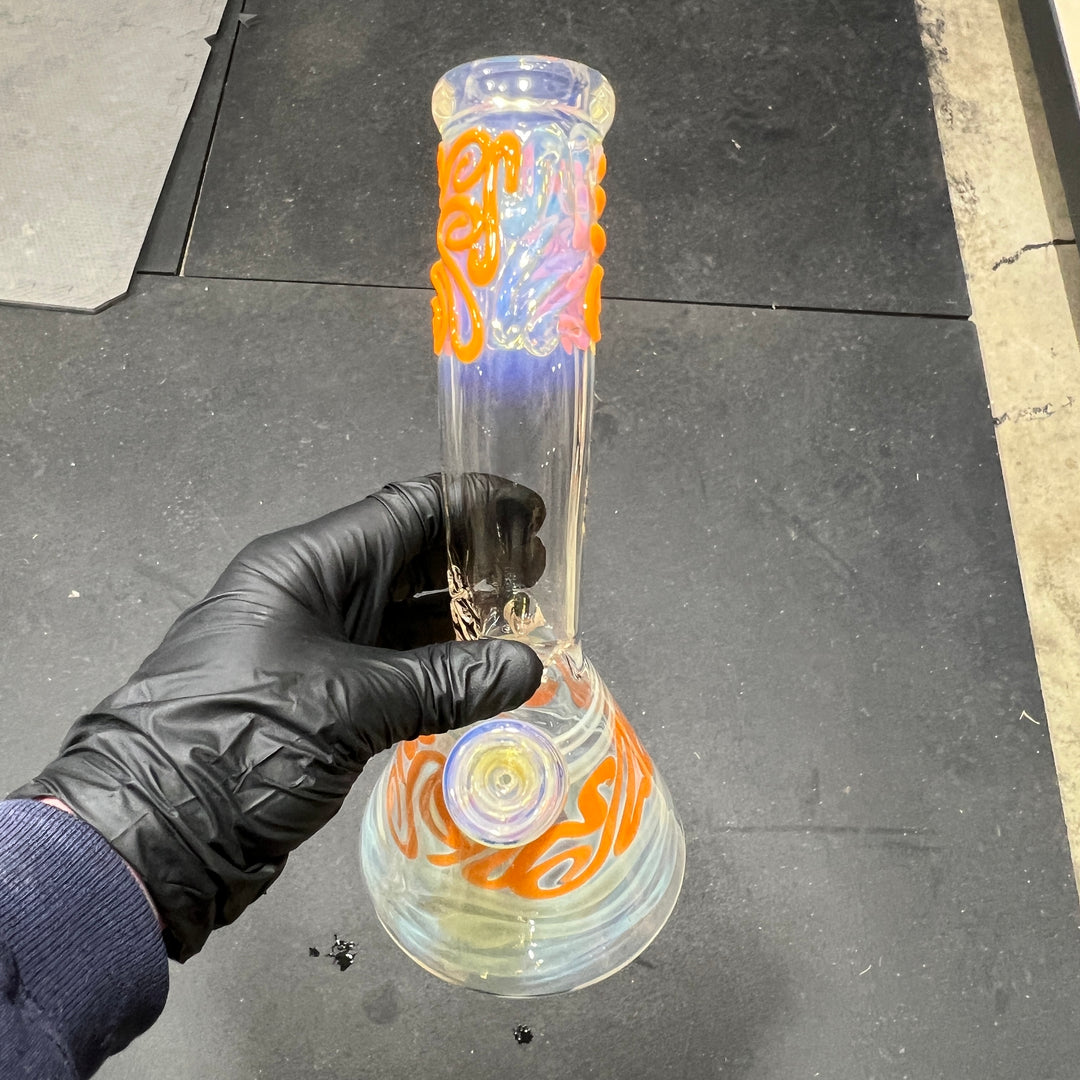 10.5" Fumed Bent Neck Squiggle Beaker Bong Glass Pipe Mary Jane's Glass