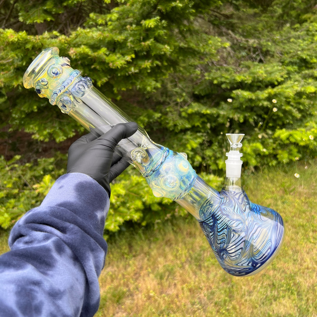 50x5 16" Ripple Fume Beaker Bong Glass Pipe TG   