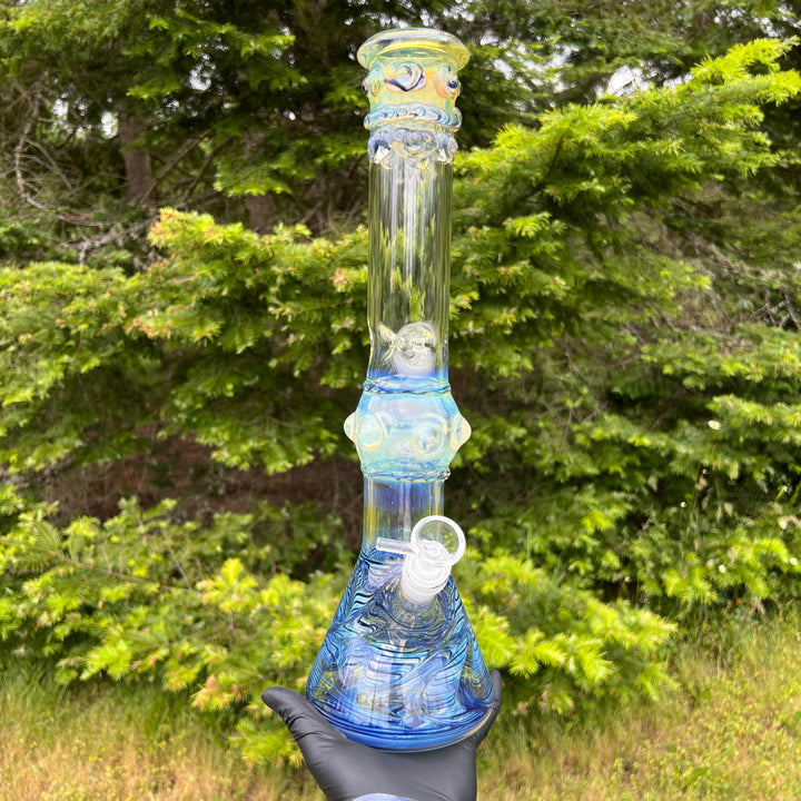 50x5 16" Ripple Fume Beaker Bong Glass Pipe TG   