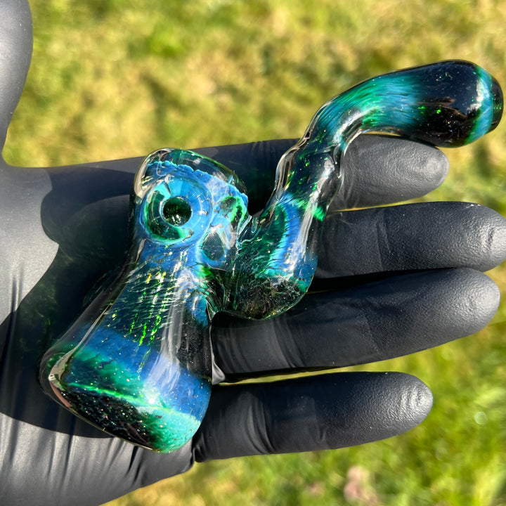 Experimental Jade Mushroom Magic Standup Sherlock Bubbler Glass Pipe Beezy Glass   