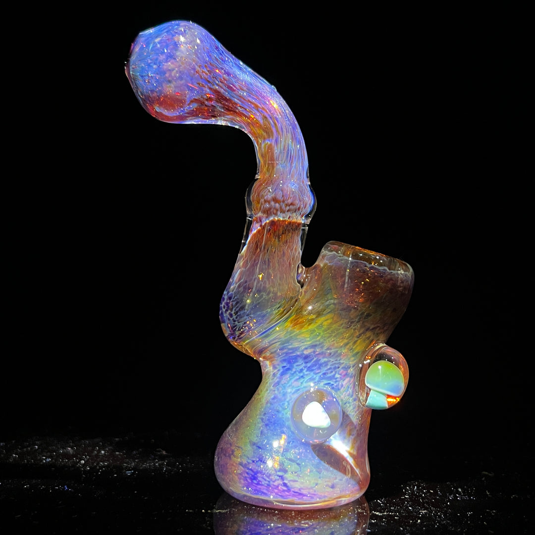 Purple Magic Mushroom Opal Standup Sherlock Bubbler Glass Pipe Beezy Glass   