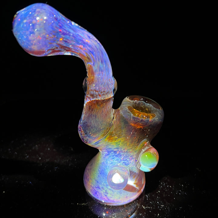 Purple Magic Mushroom Opal Standup Sherlock Bubbler Glass Pipe Beezy Glass   