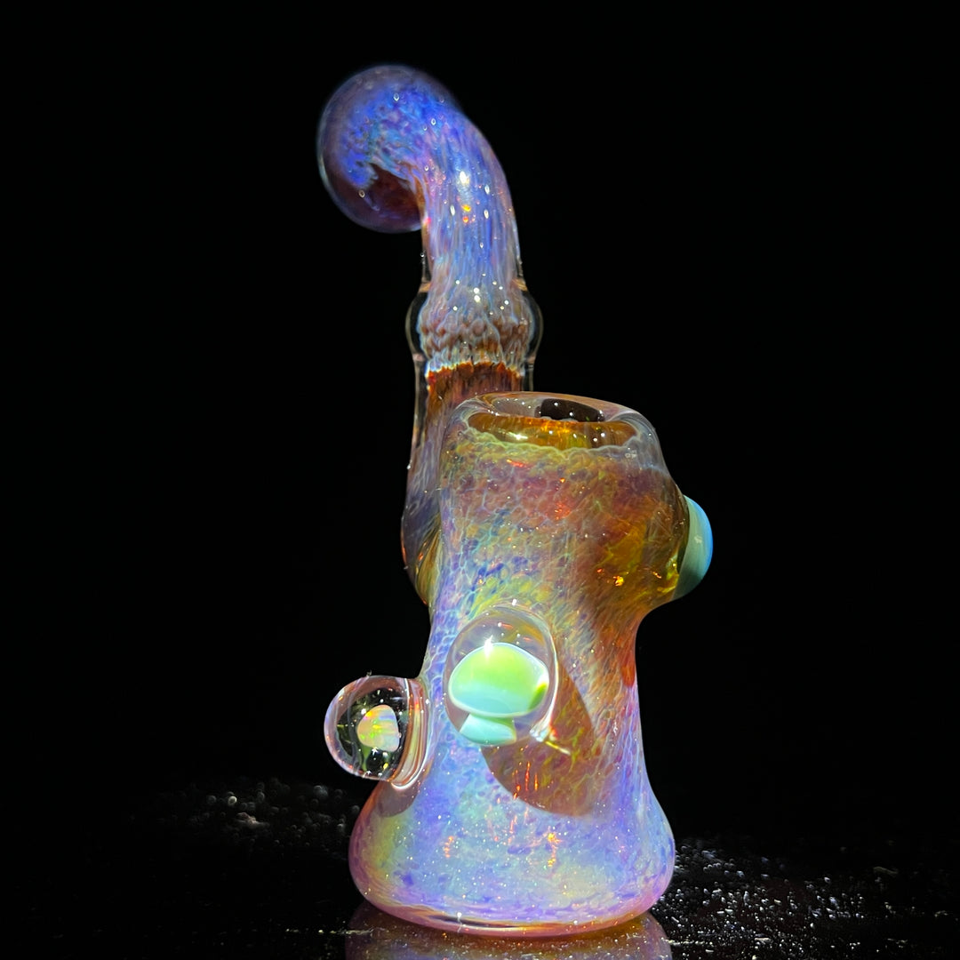 Purple Magic Mushroom Opal Standup Sherlock Bubbler Glass Pipe Beezy Glass   