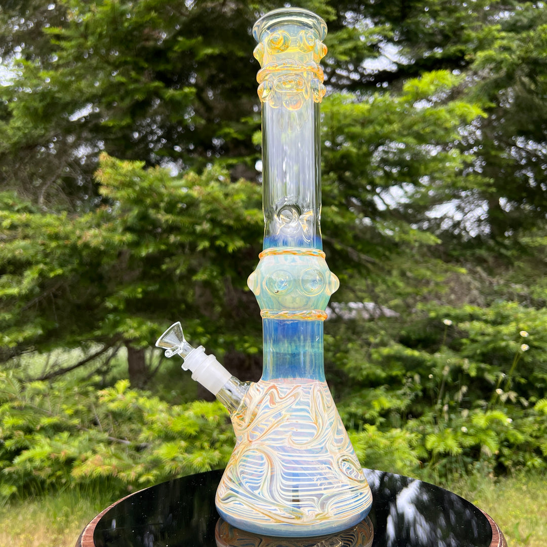 50x5 16" Ripple Fume Beaker Bong Glass Pipe TG   