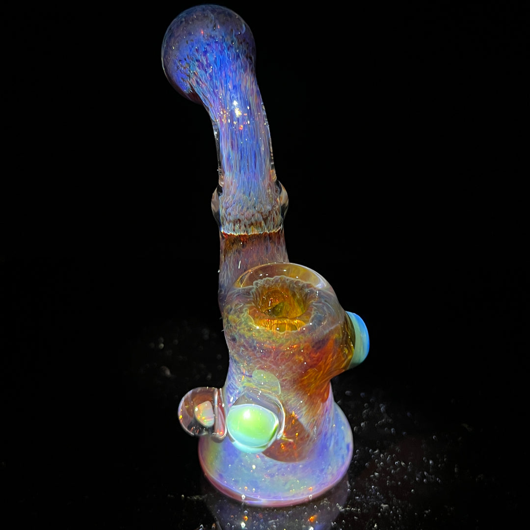 Purple Magic Mushroom Opal Standup Sherlock Bubbler Glass Pipe Beezy Glass   