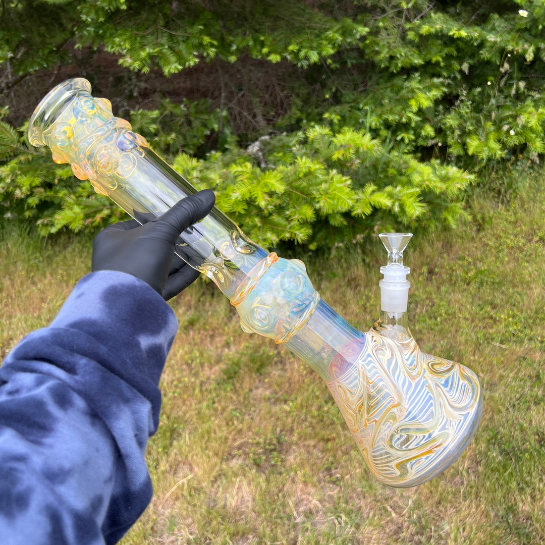 50x5 16" Ripple Fume Beaker Bong Glass Pipe TG   