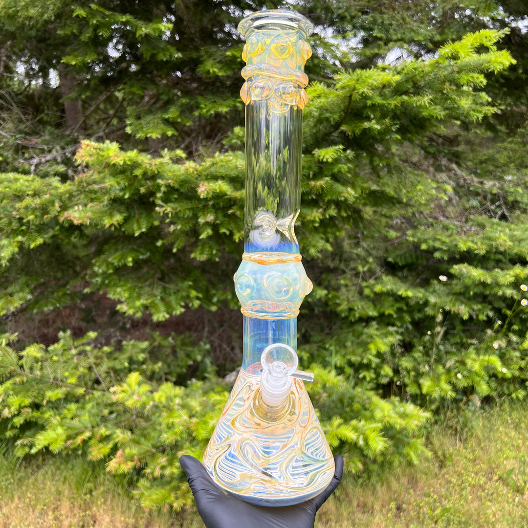 50x5 16" Ripple Fume Beaker Bong Glass Pipe TG   