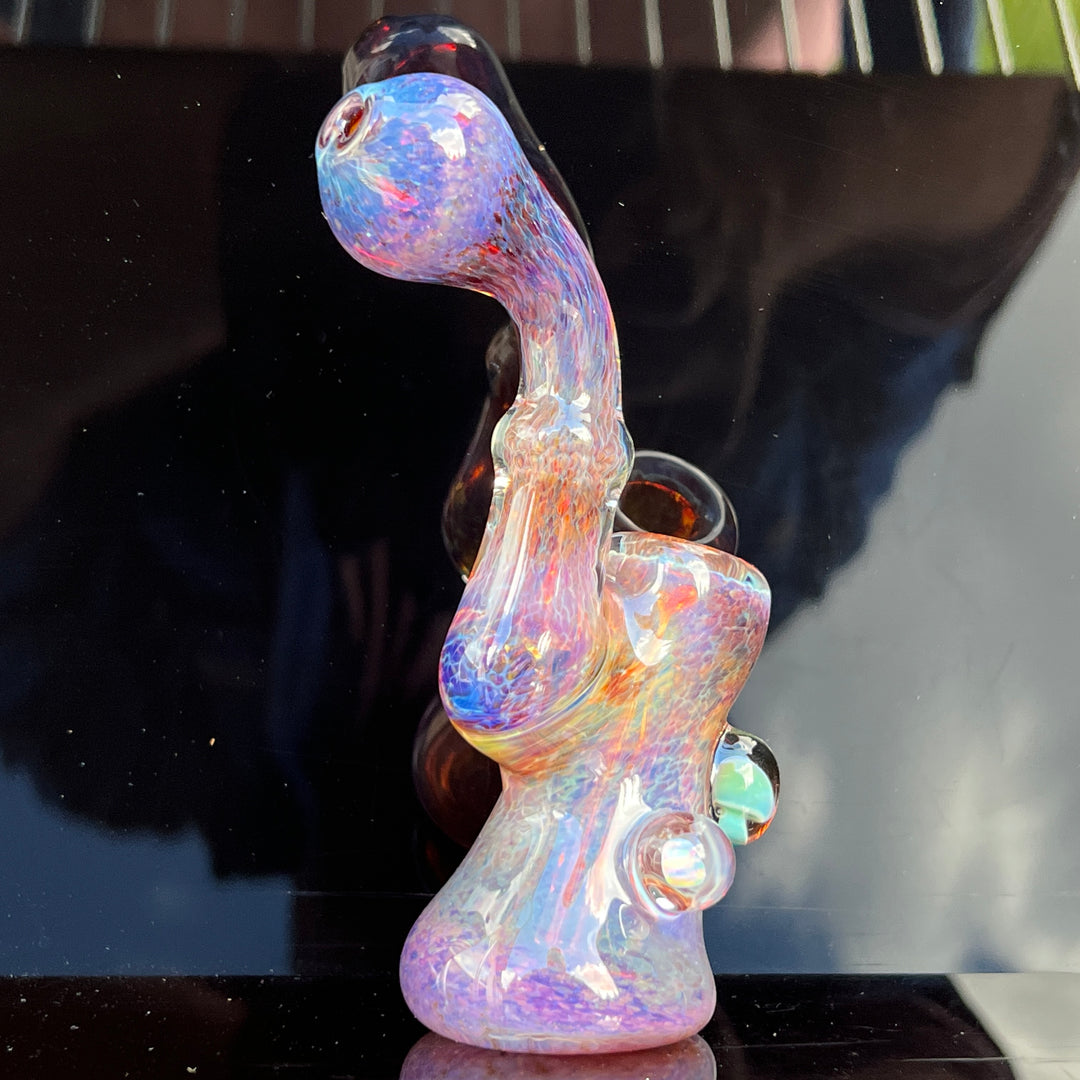 Purple Magic Mushroom Opal Standup Sherlock Bubbler Glass Pipe Beezy Glass   