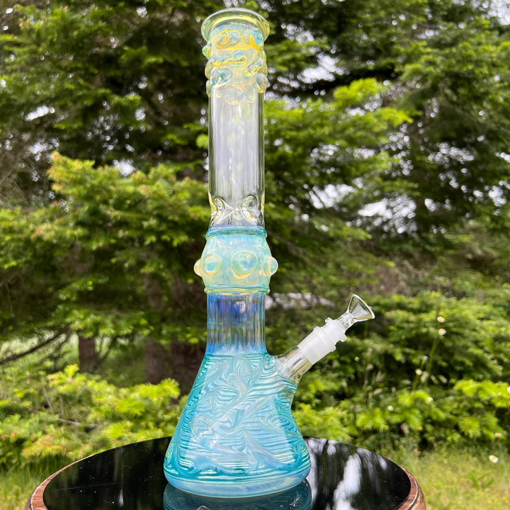 50x5 16" Ripple Fume Beaker Bong Glass Pipe TG   