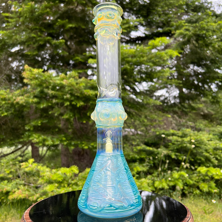 50x5 16" Ripple Fume Beaker Bong Glass Pipe TG   