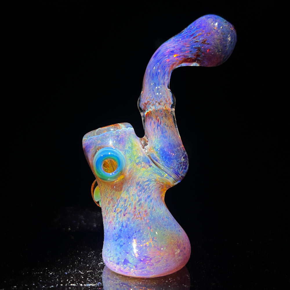 Purple Magic Mushroom Opal Standup Sherlock Bubbler Glass Pipe Beezy Glass   