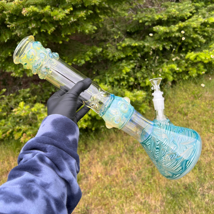 50x5 16" Ripple Fume Beaker Bong Glass Pipe TG   