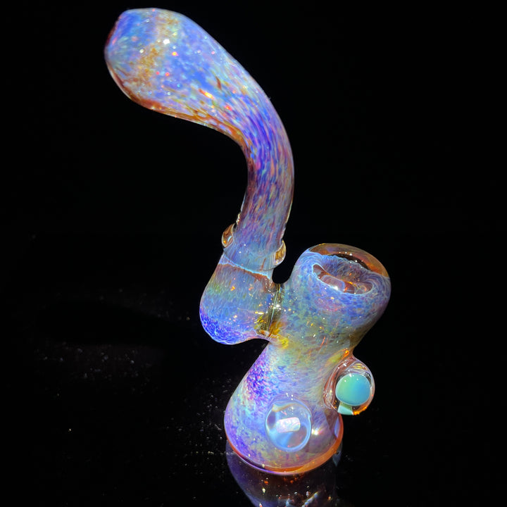 Purple Magic Mushroom Opal Standup Sherlock Bubbler Glass Pipe Beezy Glass   