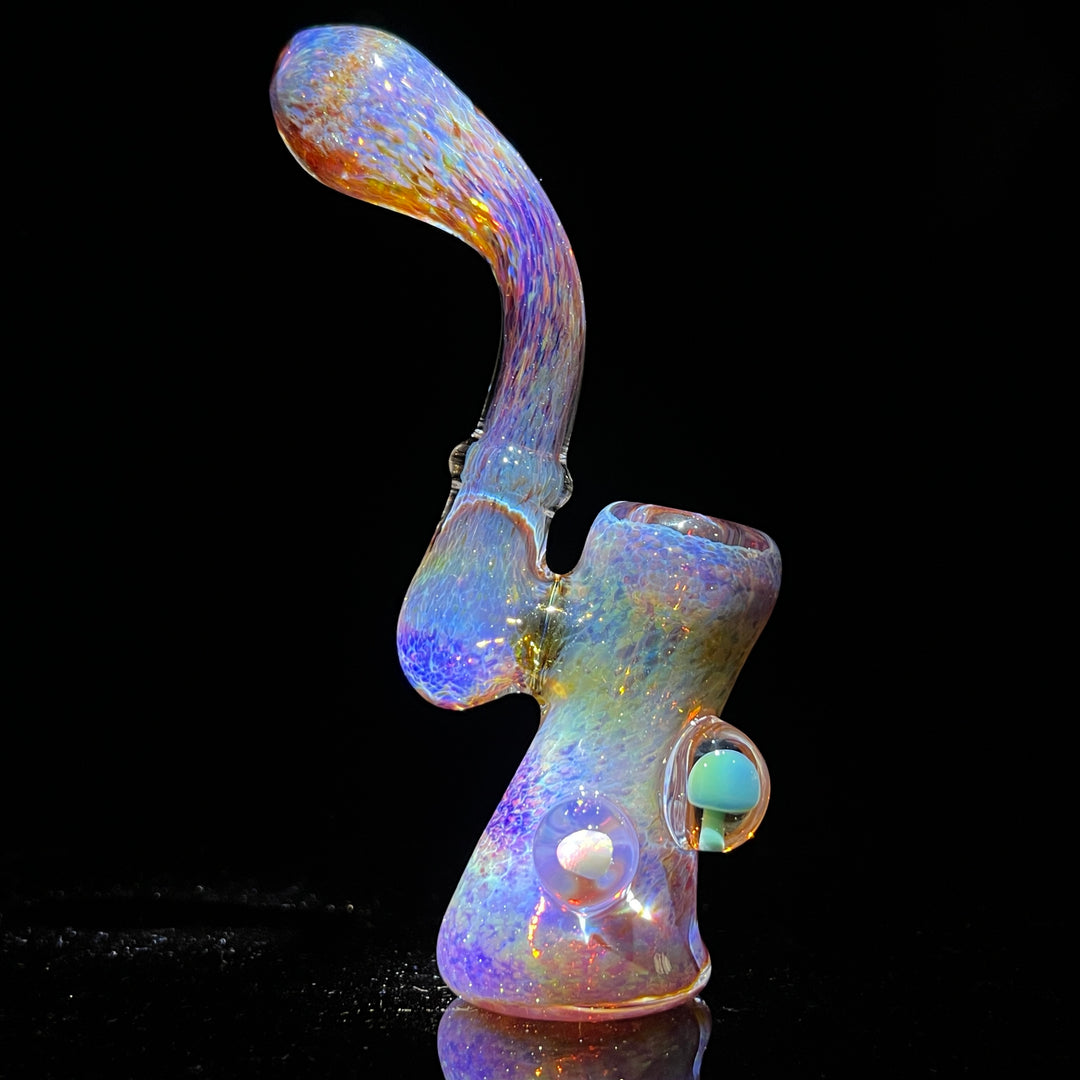 Purple Magic Mushroom Opal Standup Sherlock Bubbler Glass Pipe Beezy Glass   