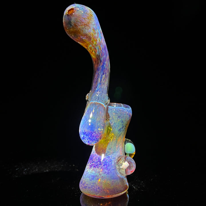 Purple Magic Mushroom Opal Standup Sherlock Bubbler Glass Pipe Beezy Glass   