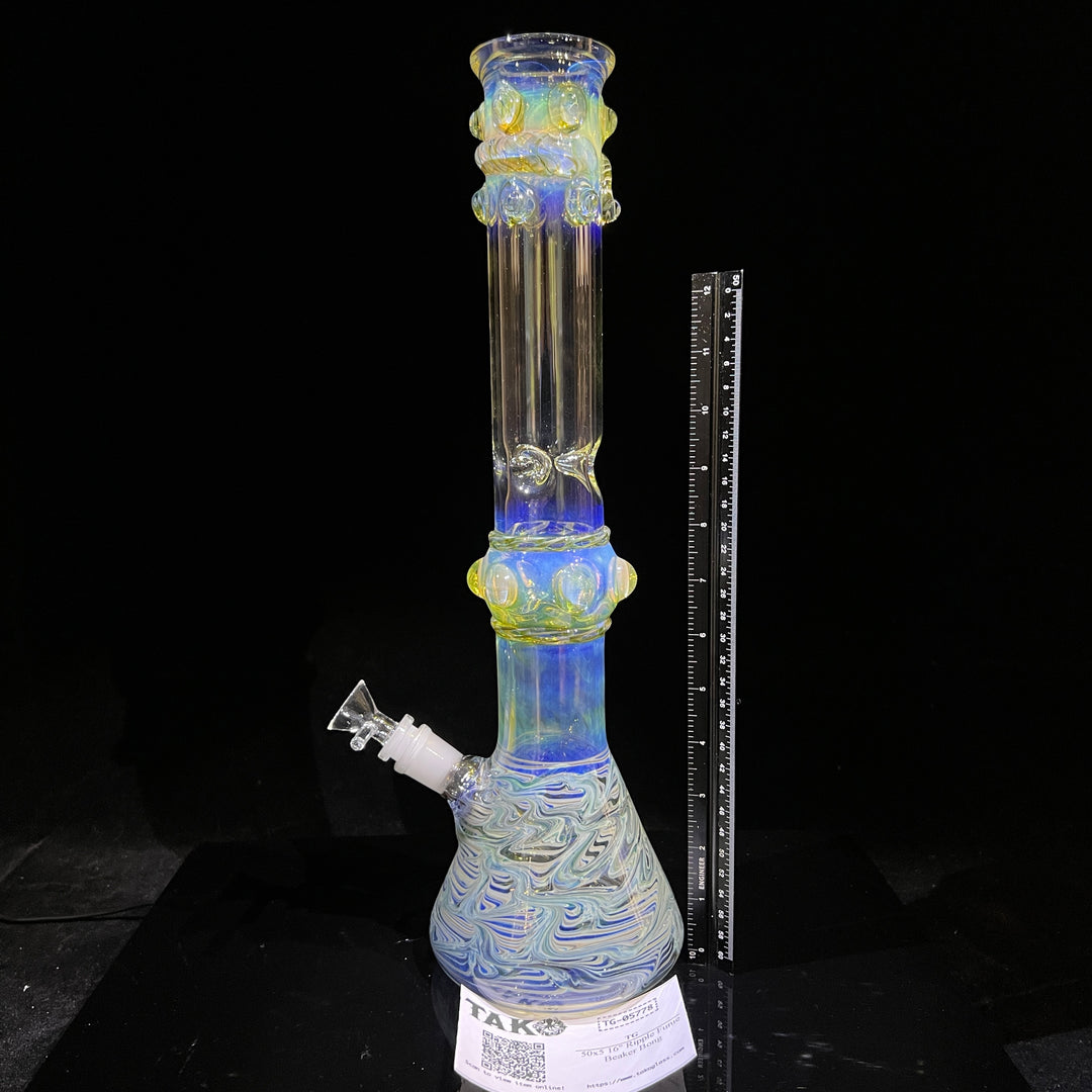 50x5 16" Ripple Fume Beaker Bong Glass Pipe TG   