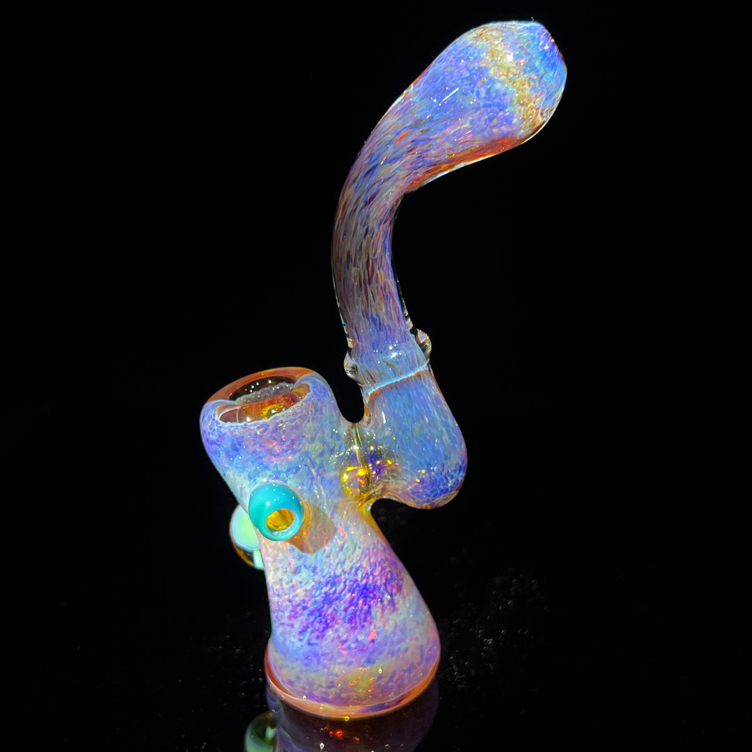 Purple Magic Mushroom Opal Standup Sherlock Bubbler Glass Pipe Beezy Glass   